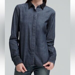 Rag & Bone Shirt with Lamb Leather Collar